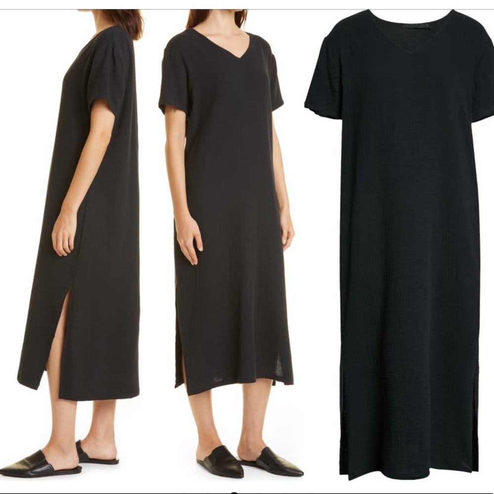 Jenni Kayne Black V-Neck Midi Dress
